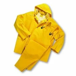 PIP Safety / West Chester West Chester Three-Piece 0.35mm PVC Over Polyester Yellow Rainsuit 4035